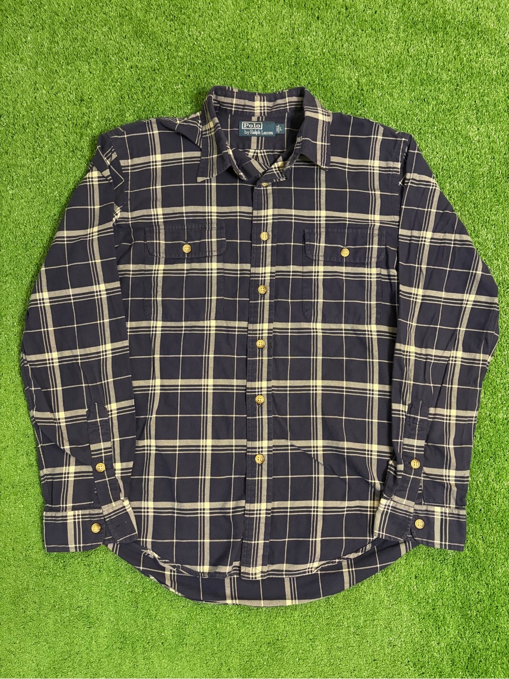 Vintage Polo Ralph Lauren Blue Plaid Button Up Shirt